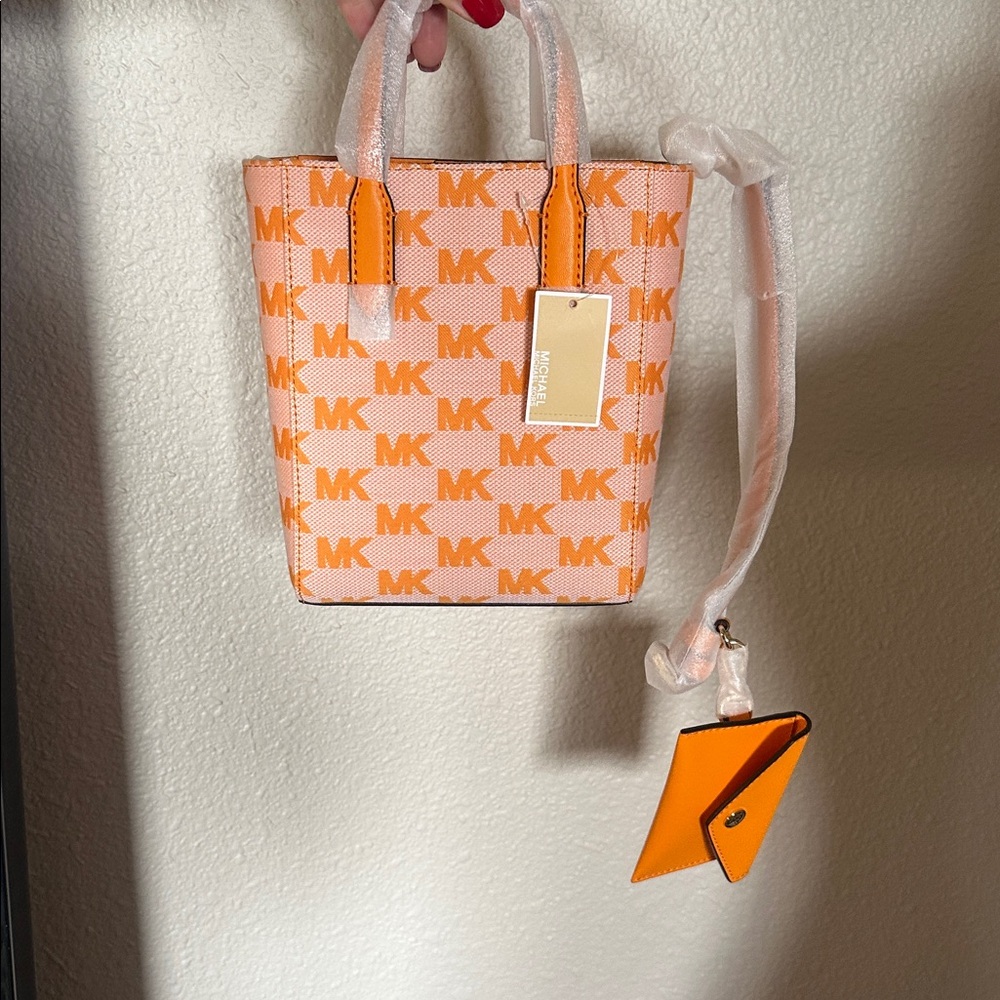 (NWT) Michael Kors Orange and Cream MK Mini Bag